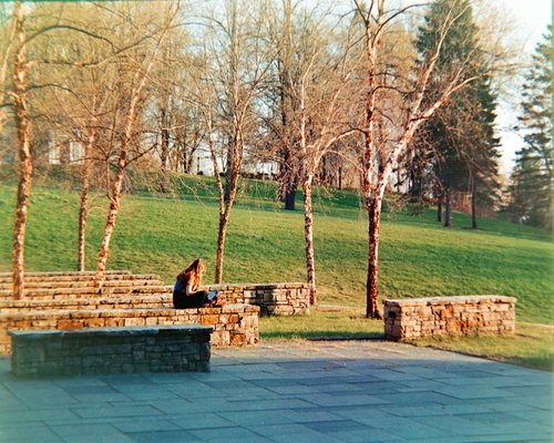 Person taking a relaxing walk outdoors in natural sunlight